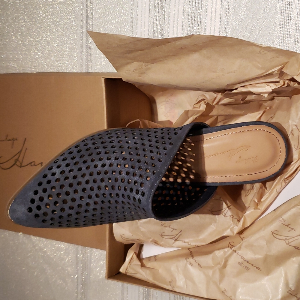 Vintage Havana New Clogs Perforated MULES Slide Slip-On Women's 10 NIB Navy - Picture 10 of 12